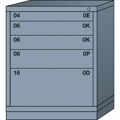 Lyon - 5 Drawer, Standard Mid-Range - Single Drawer Access Cabinet - Steel, 30" Wide x 28-1/4" Deep x 37-15/79" High, Dove Gray - Exact Tooling
