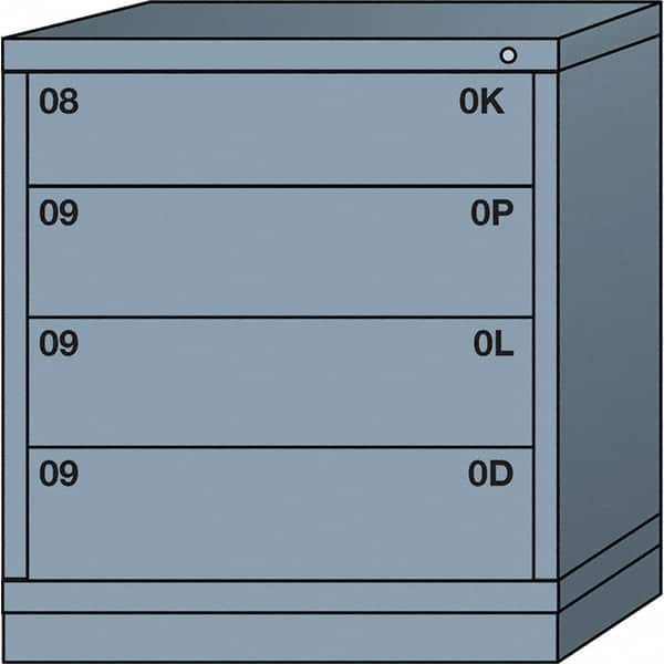 Lyon - 4 Drawer, Standard Bench Height - Multiple Drawer Access Cabinet - Steel, 30" Wide x 28-1/4" Deep x 33-1/4" High, Dove Gray - Exact Tooling