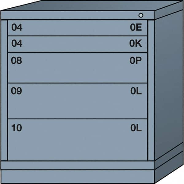 Lyon - 5 Drawer, Standard Bench Height - Multiple Drawer Access Cabinet - Steel, 30" Wide x 28-1/4" Deep x 33-1/4" High, Dove Gray - Exact Tooling