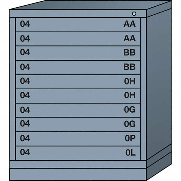 Lyon - 10 Drawer, Standard Mid-Range - Single Drawer Access Cabinet - Steel, 30" Wide x 28-1/4" Deep x 37-15/79" High, Dove Gray - Exact Tooling