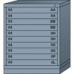 Lyon - 10 Drawer, Standard Mid-Range - Multiple Drawer Access Cabinet - Steel, 30" Wide x 28-1/4" Deep x 37-15/79" High, Dove Gray - Exact Tooling