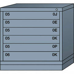Lyon - 6 Drawer, Standard Table Height - Single Drawer Access Cabinet - Steel, 30" Wide x 28-1/4" Deep x 30-1/8" High, Dove Gray - Exact Tooling