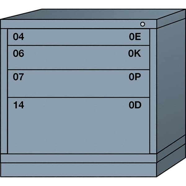 Lyon - 4 Drawer, Standard Table Height - Multiple Drawer Access Cabinet - Steel, 30" Wide x 28-1/4" Deep x 30-1/8" High, Dove Gray - Exact Tooling