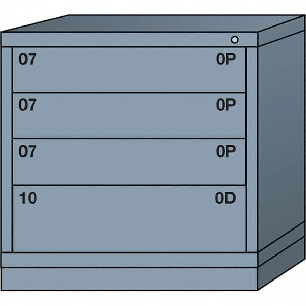 Lyon - 4 Drawer, Standard Table Height - Single Drawer Access Cabinet - Steel, 30" Wide x 28-1/4" Deep x 30-1/8" High, Dove Gray - Exact Tooling