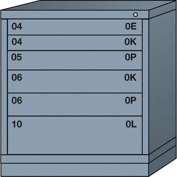 Lyon - 6 Drawer, Standard Bench Height - Multiple Drawer Access Cabinet - Steel, 30" Wide x 28-1/4" Deep x 33-1/4" High, Dove Gray - Exact Tooling