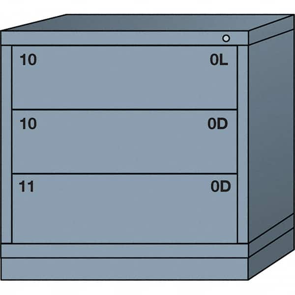 Lyon - 3 Drawer, Standard Table Height - Multiple Drawer Access Cabinet - Steel, 30" Wide x 28-1/4" Deep x 30-1/8" High, Dove Gray - Exact Tooling