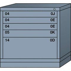 Lyon - 5 Drawer, Standard Table Height - Multiple Drawer Access Cabinet - Steel, 30" Wide x 28-1/4" Deep x 30-1/8" High, Dove Gray - Exact Tooling