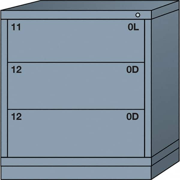 Lyon - 3 Drawer, Standard Bench Height - Single Drawer Access Cabinet - Steel, 30" Wide x 28-1/4" Deep x 33-1/4" High, Dove Gray - Exact Tooling