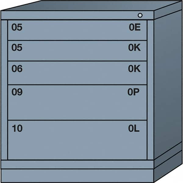 Lyon - 5 Drawer, Standard Bench Height - Multiple Drawer Access Cabinet - Steel, 30" Wide x 28-1/4" Deep x 33-1/4" High, Dove Gray - Exact Tooling