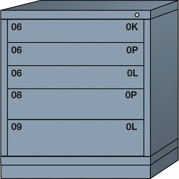 Lyon - 5 Drawer, Standard Bench Height - Multiple Drawer Access Cabinet - Steel, 30" Wide x 28-1/4" Deep x 33-1/4" High, Dove Gray - Exact Tooling