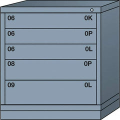 Lyon - 5 Drawer, Standard Bench Height - Single Drawer Access Cabinet - Steel, 30" Wide x 28-1/4" Deep x 33-1/4" High, Dove Gray - Exact Tooling