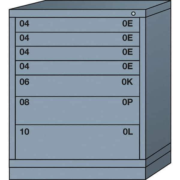 Lyon - 7 Drawer, Standard Mid-Range - Single Drawer Access Cabinet - Steel, 30" Wide x 28-1/4" Deep x 37-15/79" High, Dove Gray - Exact Tooling