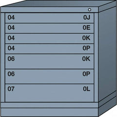 Lyon - 7 Drawer, Standard Bench Height - Multiple Drawer Access Cabinet - Steel, 30" Wide x 28-1/4" Deep x 33-1/4" High, Dove Gray - Exact Tooling