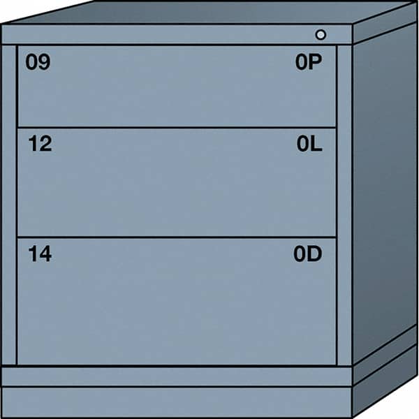 Lyon - 3 Drawer, Standard Bench Height - Single Drawer Access Cabinet - Steel, 30" Wide x 28-1/4" Deep x 33-1/4" High, Dove Gray - Exact Tooling