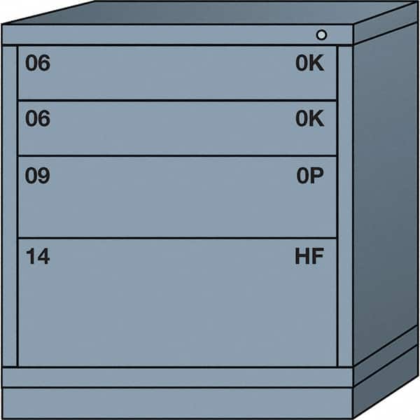 Lyon - 4 Drawer, Standard Bench Height - Multiple Drawer Access Cabinet - Steel, 30" Wide x 28-1/4" Deep x 33-1/4" High, Dove Gray - Exact Tooling