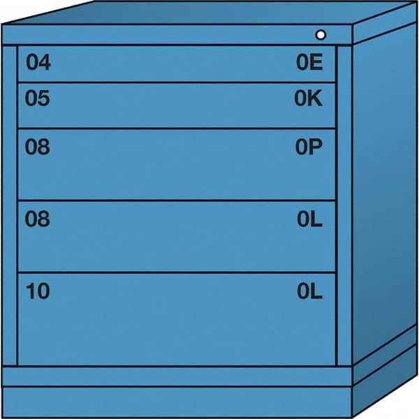 Lyon - 5 Drawer, Standard Bench Height - Multiple Drawer Access Cabinet - Steel, 30" Wide x 28-1/4" Deep x 33-1/4" High, Wedgewood Blue - Exact Tooling