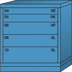 Lyon - 5 Drawer, Standard Bench Height - Single Drawer Access Cabinet - Steel, 30" Wide x 28-1/4" Deep x 33-1/4" High, Wedgewood Blue - Exact Tooling