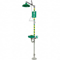 Haws - 23.7 GPM shower Flow, Drench shower, Eye & Face Wash Station - Bowl with Hinged Dust Cover, Triangular Pull Rod & Push Flag Activated, Galvanized Steel Pipe, Plastic Shower Head, Inverted Flow - Exact Tooling