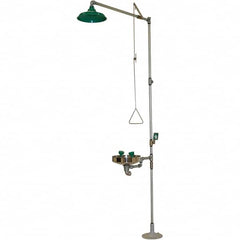 Haws - 25 GPM shower Flow, Drench shower, Eye & Face Wash Station - Bowl, Push Flag Activated, Galvanized Steel Pipe, Plastic Shower Head, Wheelchair Accessible - Exact Tooling