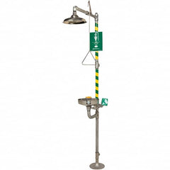 Haws - 23.7 GPM shower Flow, Drench shower, Eye & Face Wash Station - Bowl with Hinged Dust Cover, Triangular Pull Rod & Push Flag Activated, Stainless Steel Pipe, Stainless Steel Shower Head, Corrosion Resistant - Exact Tooling