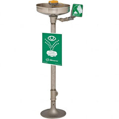 Haws - 15" Wide x 40" High, Pedestal Mount, Stainless Steel Bowl, Eye & Face Wash Station - 11" Inlet, 3.7 GPM Flow Rate - Exact Tooling