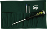 4 Piece - ESD Safe Interchangeable Blade Set Includes ESD Safe Handle - #10891 - Slotted 3; 4; 6 and Phillips #0; 1 & 2 Blades in Canvas Pouch - Exact Tooling