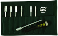 7 Piece - 5; 5.5; 6; 7; 8; 9 & 10mm Interchangeable Metric Nut Driver Blade Set in Canvas Pouch - Exact Tooling