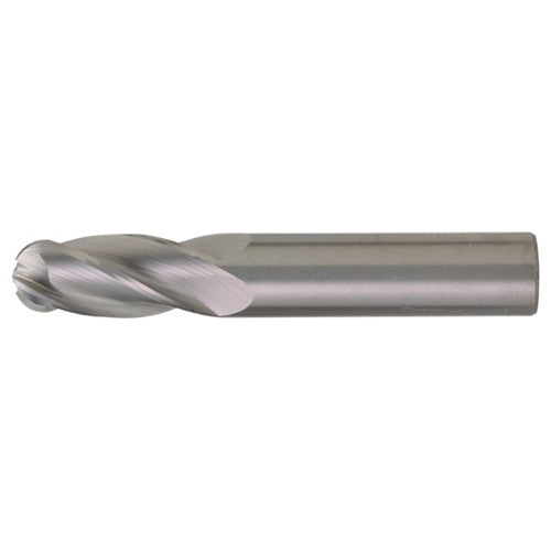 ‎25/64″ Dia. × 7/16″ Shank × 7/8″ DOC × 2-3/4″ OAL, Carbide Bright, Spiral , 4 Flute, CW Helix, Round, Ballnose End Mill
