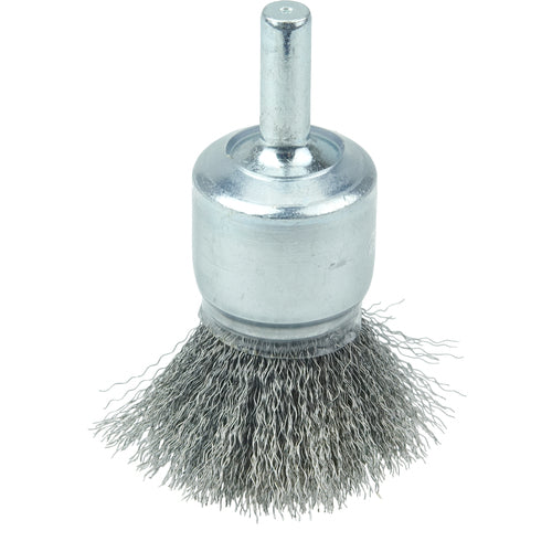 3/4″ Coated Cup Crimped Wire End Brush, .006″ Steel Fill - Exact Tooling