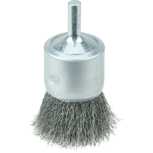 1″ Coated Cup Crimped Wire End Brush, .006″ Steel Fill - Exact Tooling