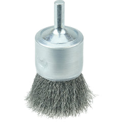 1″ Coated Cup Crimped Wire End Brush, .006″ Steel Fill - Exact Tooling