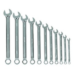 11 Pieces - Chrome - High Polished Wrench Set - 3 /8 - 1" - Exact Tooling