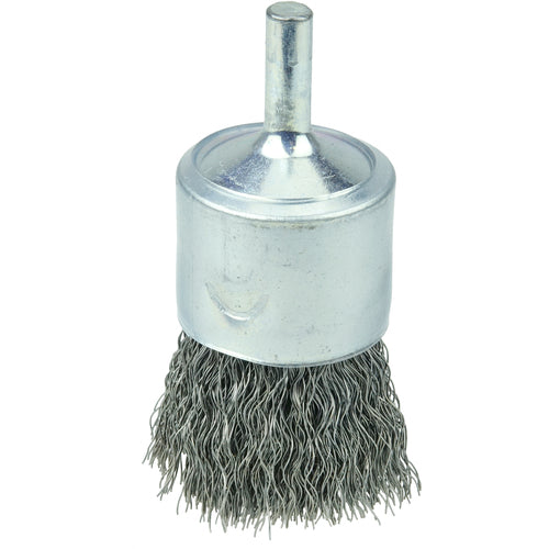 1″ Coated Cup Crimped Wire End Brush, .0104″ Steel Fill - Exact Tooling