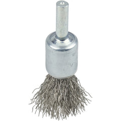 1/2″ Coated Cup Crimped Wire End Brush, .0104″ Stainless Steel Fill - Exact Tooling
