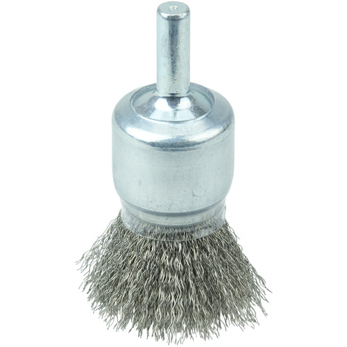 3/4″ Coated Cup Crimped Wire End Brush, .006″ Stainless Steel Fill - Exact Tooling