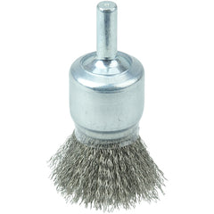 3/4″ Coated Cup Crimped Wire End Brush, .006″ Stainless Steel Fill - Exact Tooling
