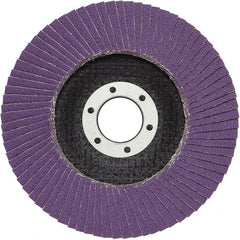3M - 4-1/2" Disc Diam, 7/8" Center Hole, Type 29 Ceramic Flap Disc - 13,300 Max RPM, Fiberglass Backing, Arbor Attaching System, Coated - Exact Tooling