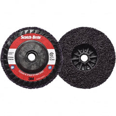 3M - 4-1/2" Extra Coarse Grade Silicon Carbide Deburring Disc - 5/8-11 Threaded Center Hole, Quick Change Connection, Purple, 13,300 Max RPM - Exact Tooling