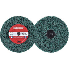3M - 4" Extra Coarse Grade Aluminum Oxide Deburring Disc - 1" Center Hole, Quick Change Connection, Green, 8,000 Max RPM - Exact Tooling