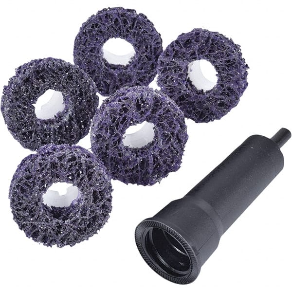3M - 1-1/2" Extra Coarse Grade Silicon Carbide Deburring Disc - 5/8" Center Hole, Quick Change Connection, Purple, 20,000 Max RPM - Exact Tooling