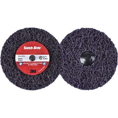 3M - 4" Extra Coarse Grade Silicon Carbide Deburring Disc - 1/2" Center Hole, Quick Change Connection, Purple, 12,000 Max RPM - Exact Tooling