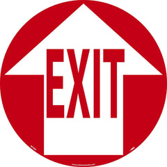 NMC - Adhesive Backed Floor Signs; Message Type: Exit, Entrance & Directional ; Graphic Type: Arrow ; Message or Graphic: Message & Graphic ; Legend: Exit ; Color: Red; White ; Special Color Properties: No Special Properties - Exact Tooling