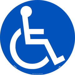NMC - Adhesive Backed Floor Signs; Message Type: Restroom, Janitorial & Housekeeping ; Graphic Type: Handicap Symbol ; Message or Graphic: Graphic Only ; Legend: Wheelchair Symbol ; Color: Blue; White ; Special Color Properties: No Special Properties - Exact Tooling
