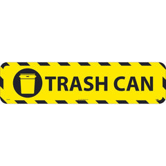 NMC - Adhesive Backed Floor Signs; Message Type: Restroom, Janitorial & Housekeeping ; Graphic Type: Trash Can ; Message or Graphic: Message & Graphic ; Legend: Trash Can ; Color: Black; Yellow ; Special Color Properties: No Special Properties - Exact Tooling