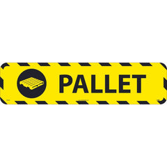 NMC - Adhesive Backed Floor Signs; Message Type: Restroom, Janitorial & Housekeeping ; Graphic Type: Pallet ; Message or Graphic: Message & Graphic ; Legend: Pallet ; Color: Black; Yellow ; Special Color Properties: No Special Properties - Exact Tooling