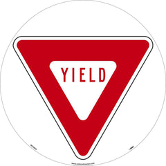 NMC - Adhesive Backed Floor Signs; Message Type: Restroom, Janitorial & Housekeeping ; Graphic Type: Yield Symbol ; Message or Graphic: Message & Graphic ; Legend: Yield ; Color: Red; White ; Special Color Properties: No Special Properties - Exact Tooling