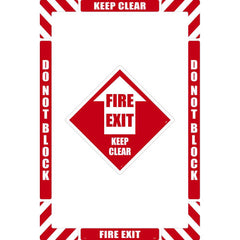 NMC - Adhesive Backed Floor Signs; Message Type: Accident Prevention ; Graphic Type: Arrow ; Message or Graphic: Message & Graphic ; Legend: Fire Exit Keep Clear ; Color: Red; White ; Special Color Properties: No Special Properties - Exact Tooling