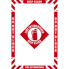 NMC - Adhesive Backed Floor Signs; Message Type: Accident Prevention ; Graphic Type: Fire Extinguisher ; Message or Graphic: Message & Graphic ; Legend: Fire Extinguisher Keep Clear ; Color: Red; White ; Special Color Properties: No Special Properties - Exact Tooling