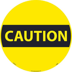NMC - Adhesive Backed Floor Signs; Message Type: Restroom, Janitorial & Housekeeping ; Graphic Type: Caution Header ; Message or Graphic: Message & Graphic ; Legend: Caution ; Color: Black; Yellow ; Special Color Properties: No Special Properties - Exact Tooling