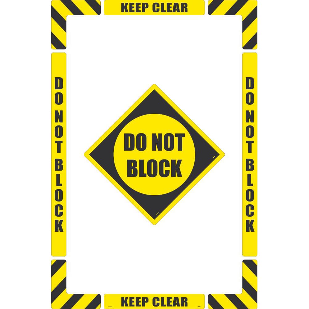 NMC - Adhesive Backed Floor Signs; Message Type: Accident Prevention ; Graphic Type: None ; Message or Graphic: Message Only ; Legend: Do Not Block ; Color: Black; Yellow ; Special Color Properties: No Special Properties - Exact Tooling